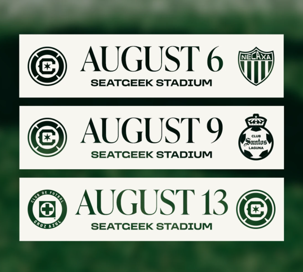 Chicago Fire Leagues Cup Schedule - August 6th, August 9th, August 13th